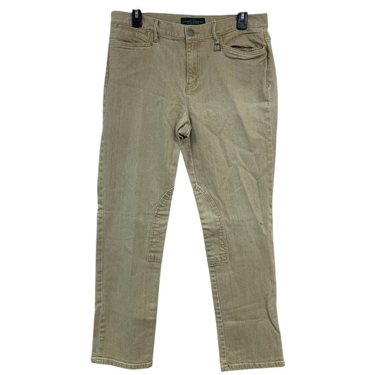 LRL Lauren Jeans Co Womens Size 10 Tan Cotton Blend Straight Leg Denim Jeans