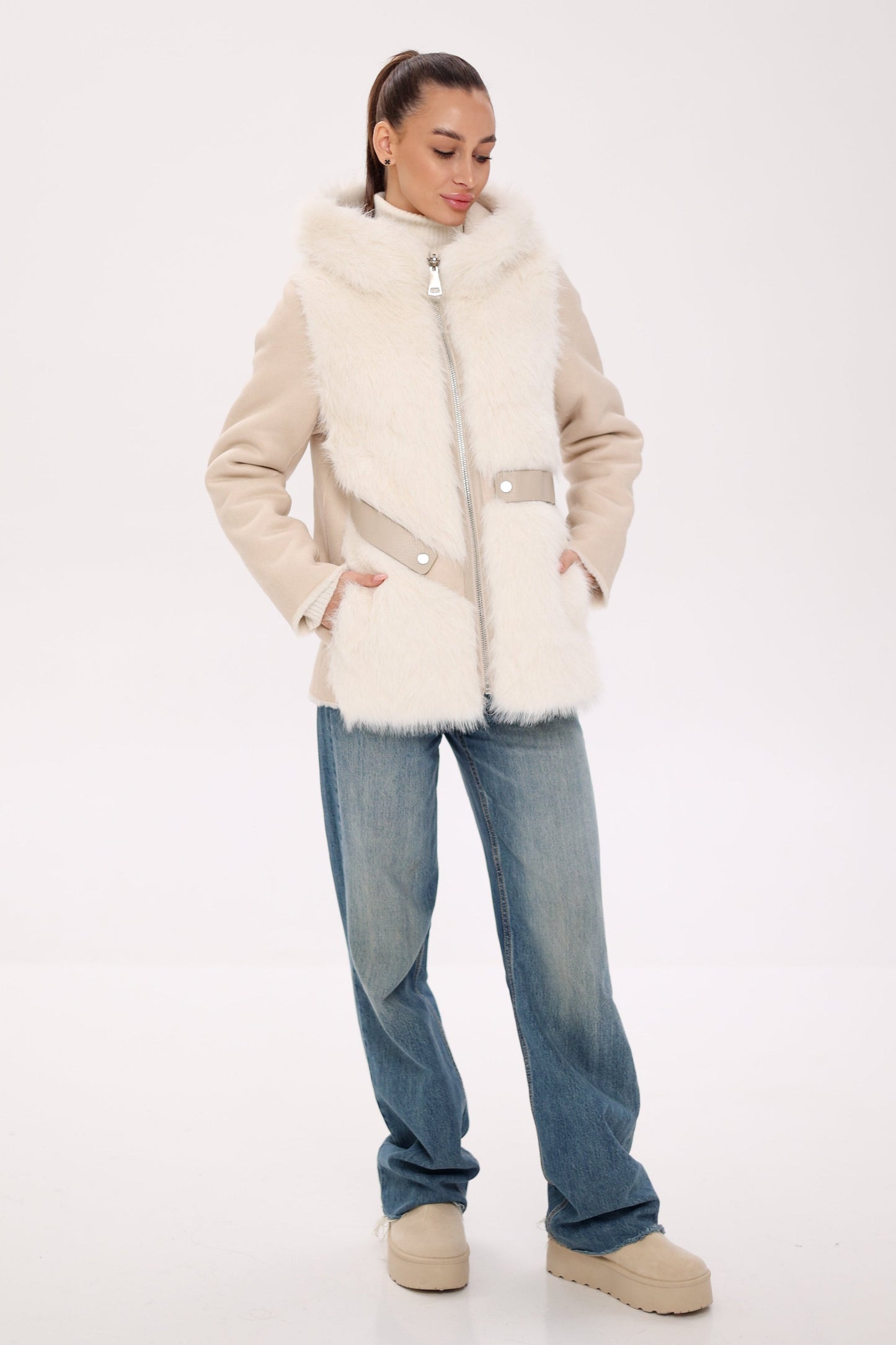⇆ Reversible Hooded Eco-Suede Jacket