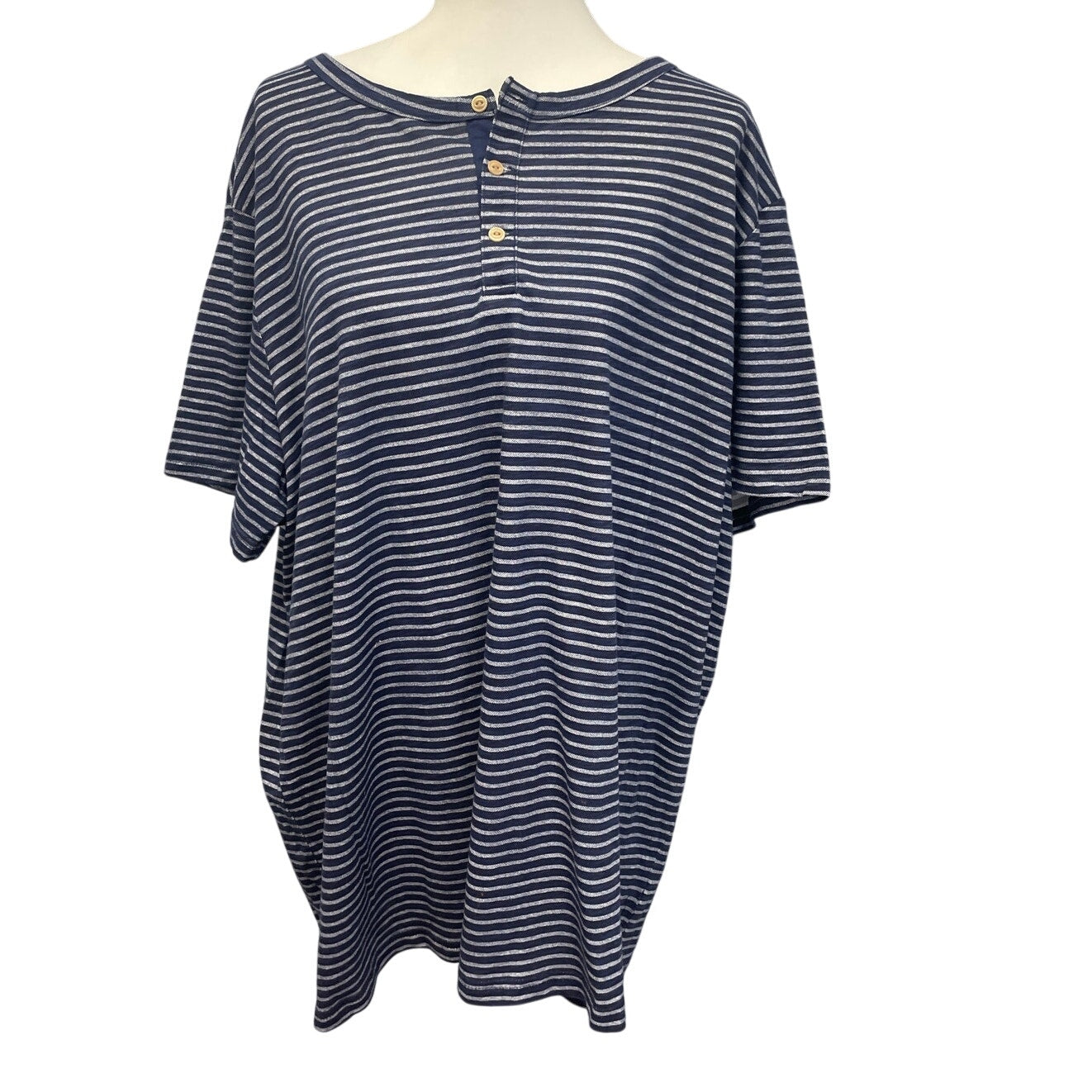 Merona Womens XXL 100% Cotton Short Sleeve Striped Short Sleeve Henley Shirt