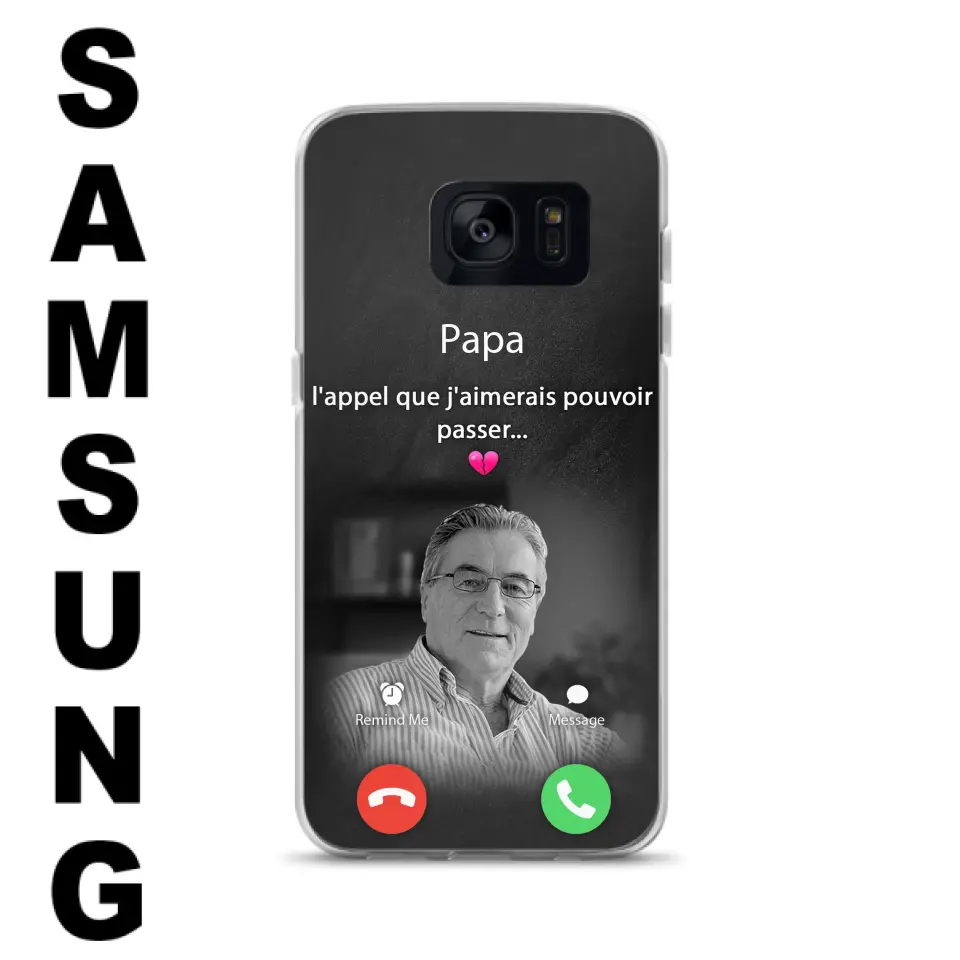 Coque de téléphone personnalisée pour papa commémoratif - Télécharger une photo - L'appel que j'aimerais pouvoir passer- Coque de téléphone pour iPhone/ Samsung