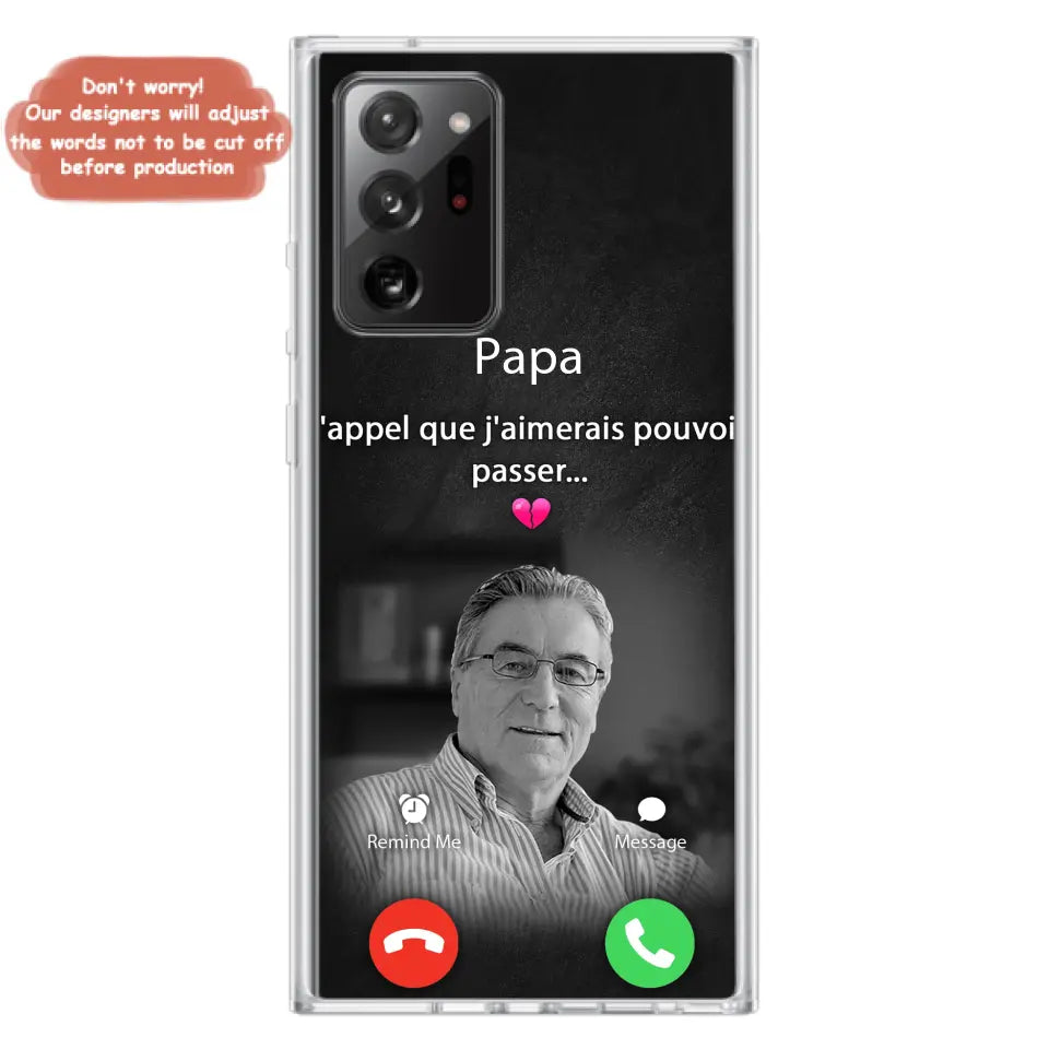 Coque de téléphone personnalisée pour papa commémoratif - Télécharger une photo - L'appel que j'aimerais pouvoir passer- Coque de téléphone pour iPhone/ Samsung