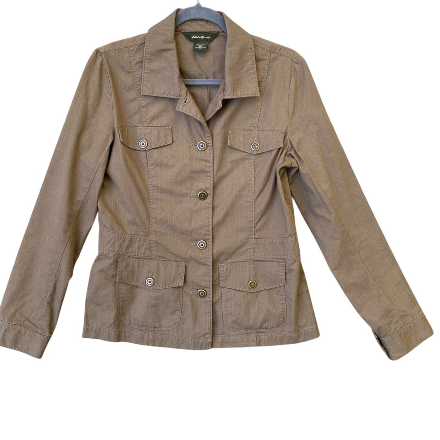 Eddie Bauer Womens Medium 100% Cotton Button Up Long Sleeve Jacket w Pockets