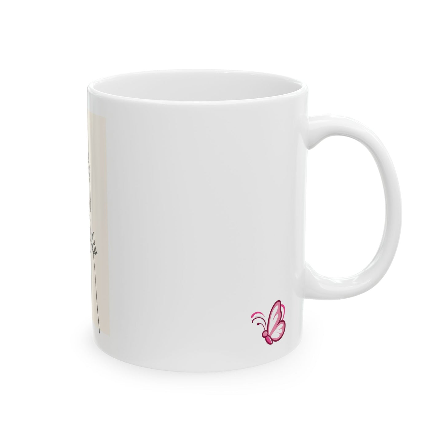 Elegant Butterfly Woman Line Art Ceramic Mug with Butterfly Accents, Perfect Gift for Coffee Lovers, Home Decor, Mother's Day, Self-Care