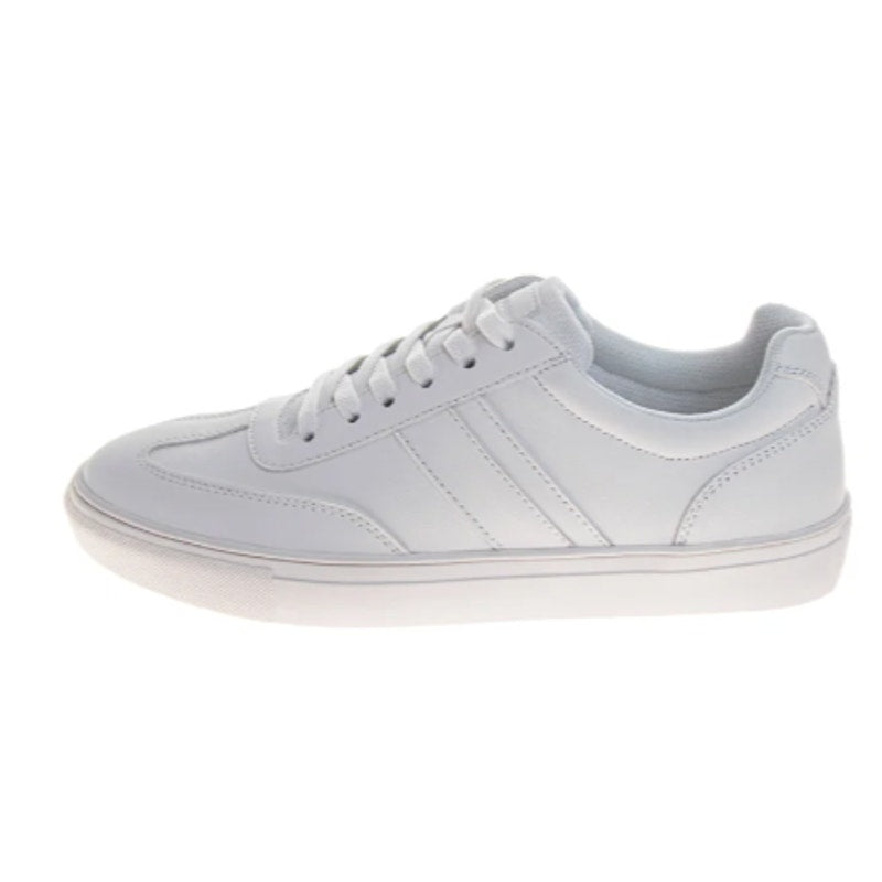 Perry Ellis Mens Size 12 White Faux Leather Lace Up Low Top Sneaker Shoes