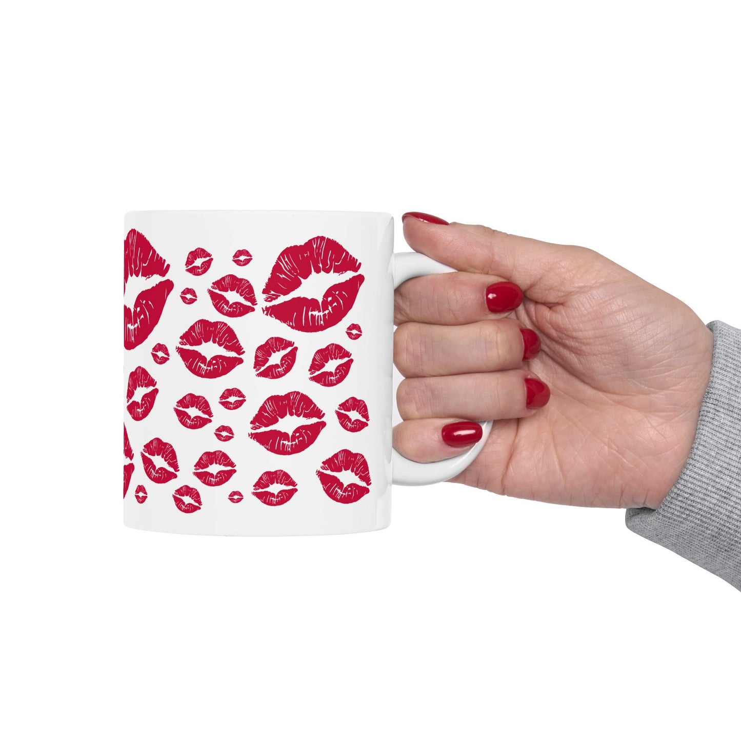 Romantic Kiss Print Ceramic Mug, Perfect for Valentine's Day Gift, Couples Coffee Mug, Lip Print Tea Cup, Cute Kitchen Decor