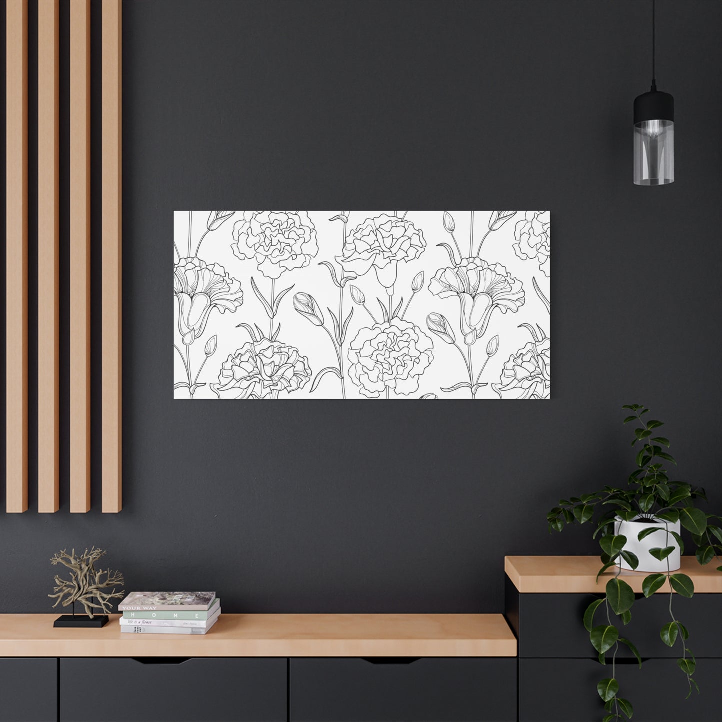 Floral Canvas Art, Stretched Wall Decor, Home Gift, Botanical Print, Modern Design, Matte Finish