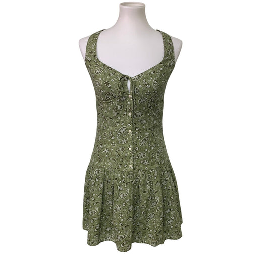 New American Eagle Womens Medium Front Button Up Bandana Paisley Dress