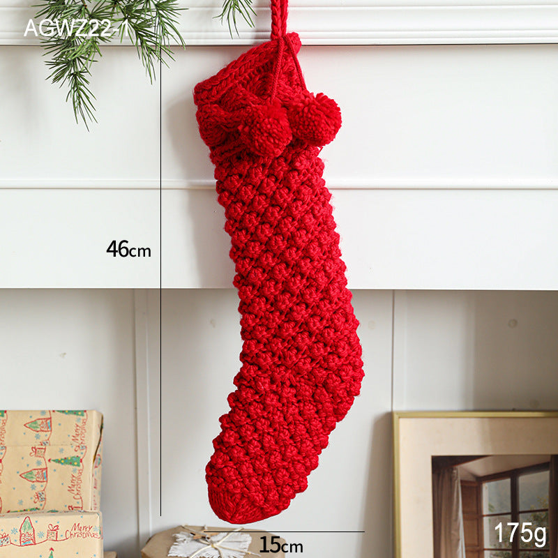 Christmas Stocking Thick Thread Candy Gift Bag Window Decoration Fireplace Pendant