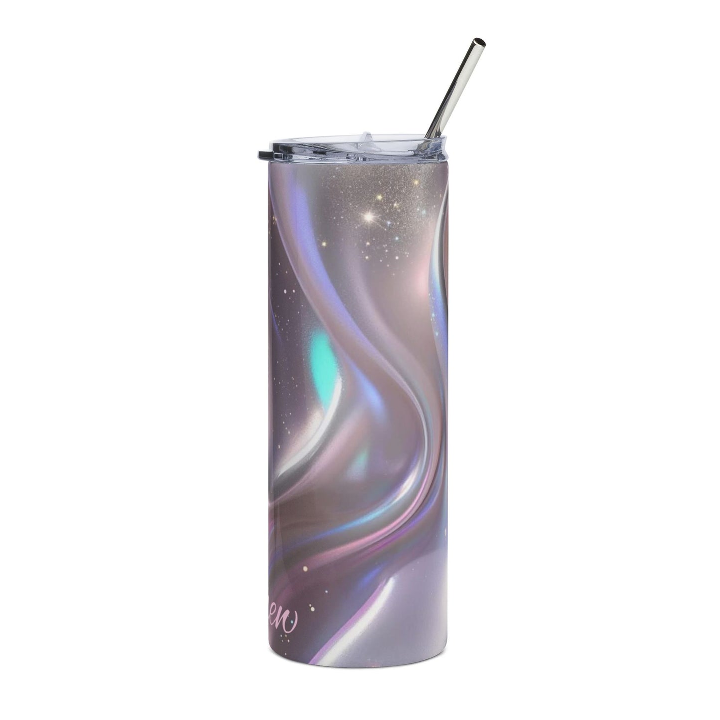 Iridescent Marble Swirl Tumbler 20oz Stainless Steel Travel Cup