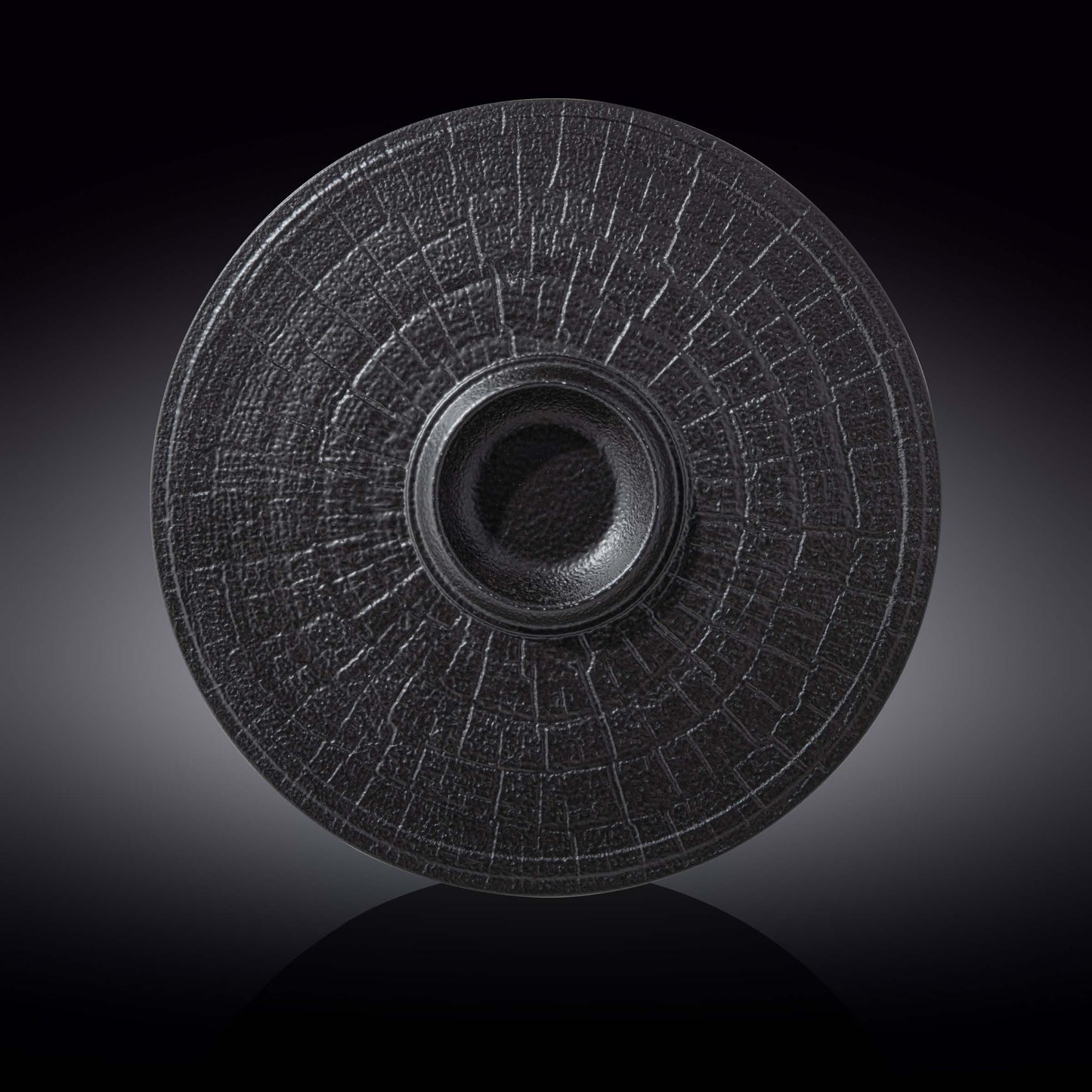 Black Porcelain Slate look Round Plate / Platter With Rustic Texture 13" inch-0