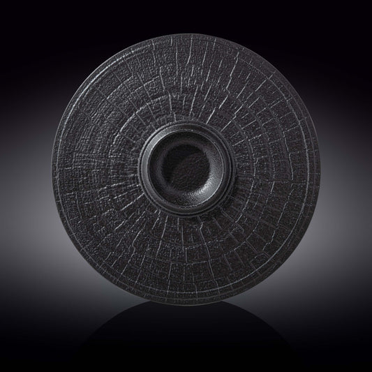Black Porcelain Slate look Round Plate / Platter With Rustic Texture 13" inch-0