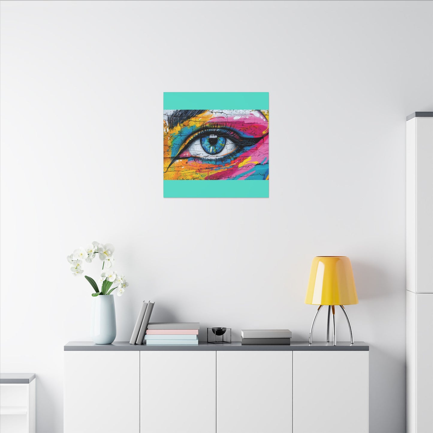 Colorful Eye Street Art Matte Canvas Print