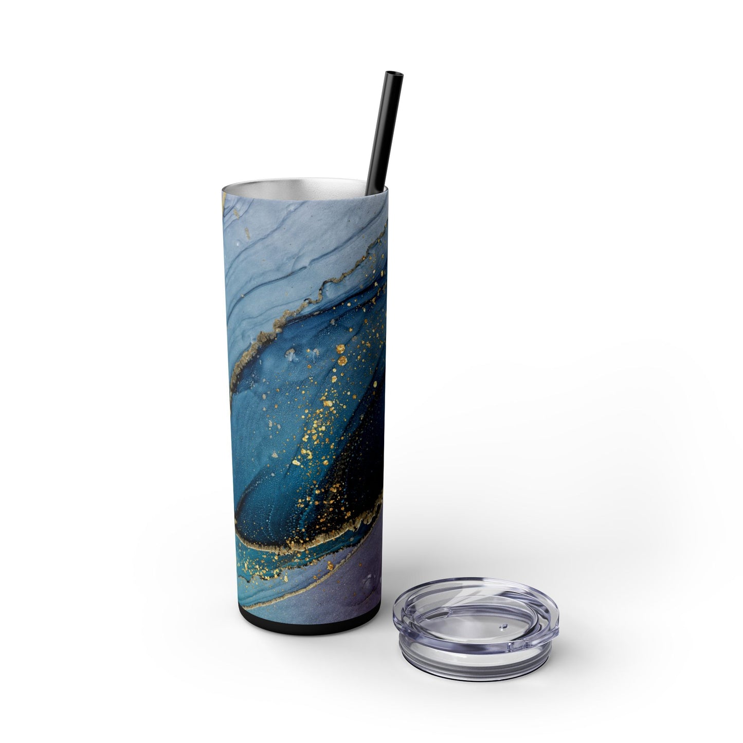 Elegant Blue Marble Skinny Tumbler, 20oz - Stylish Drinkware for Daily Use, Gifts, Celebrations, Eco-Friendly, Travel Mug