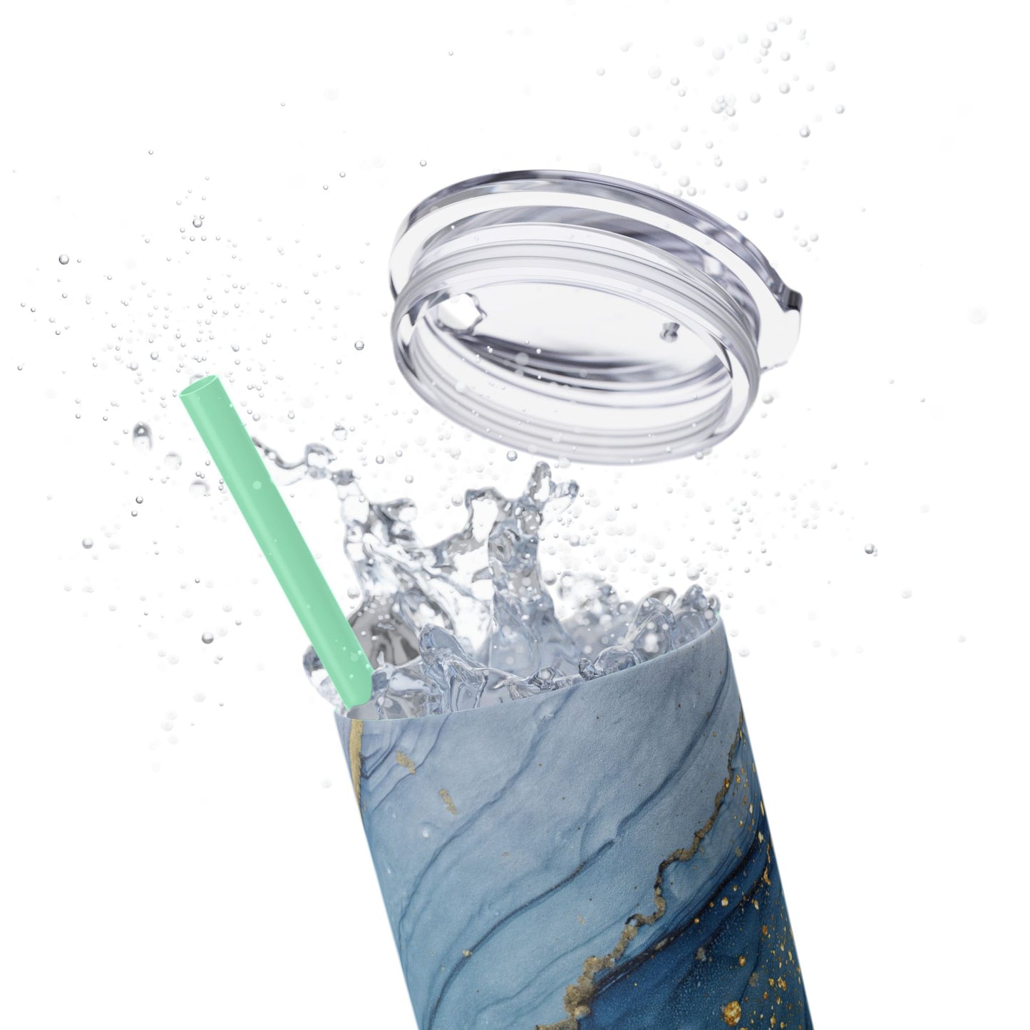 Elegant Blue Marble Skinny Tumbler, 20oz - Stylish Drinkware for Daily Use, Gifts, Celebrations, Eco-Friendly, Travel Mug