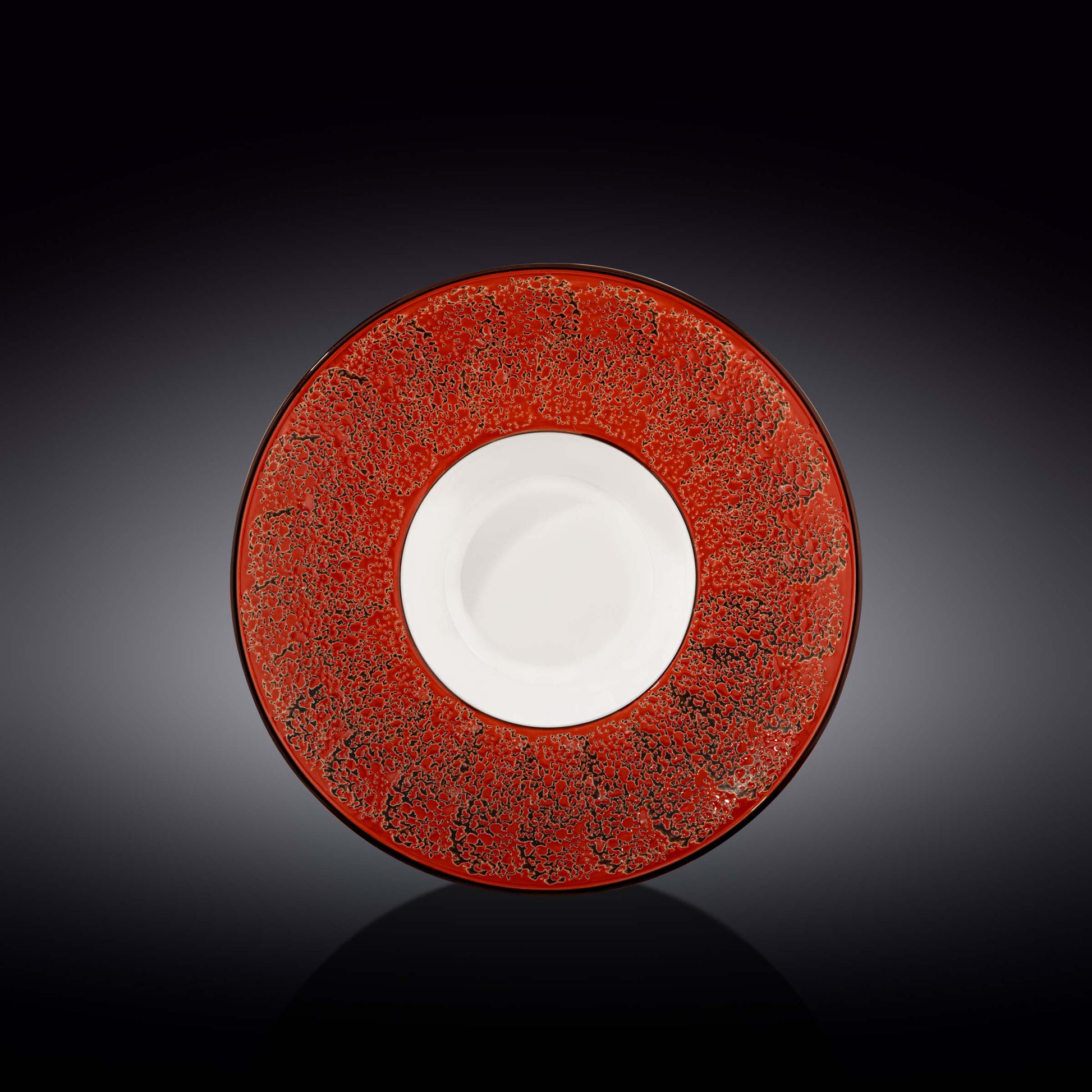 Red Porcelain Deep Soup or Salad Plate 9.5" inch | 7 Fl Oz |-0