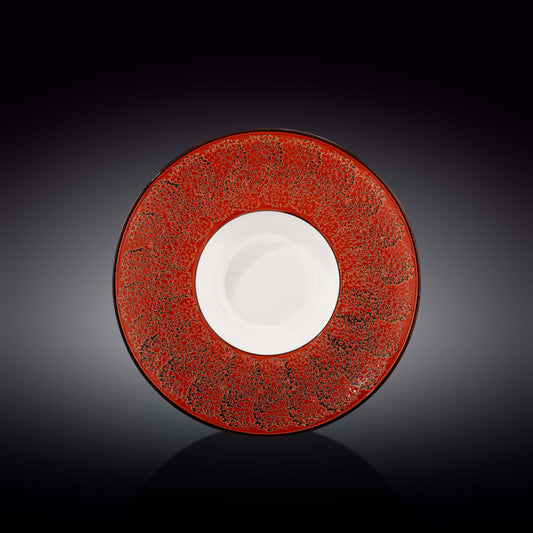 Red Porcelain Deep Soup or Salad Plate 9.5" inch | 7 Fl Oz |-0