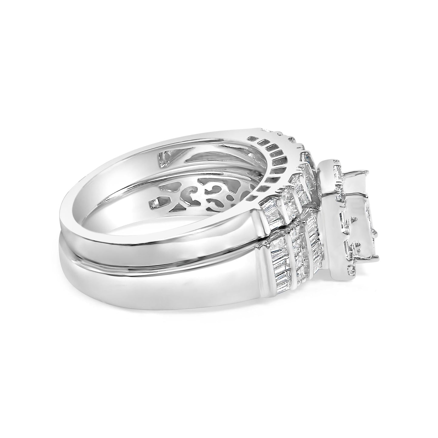 Sterling Silver 1.0 Cttw Diamond Composite Head Bridal Engagement Ring Set-1