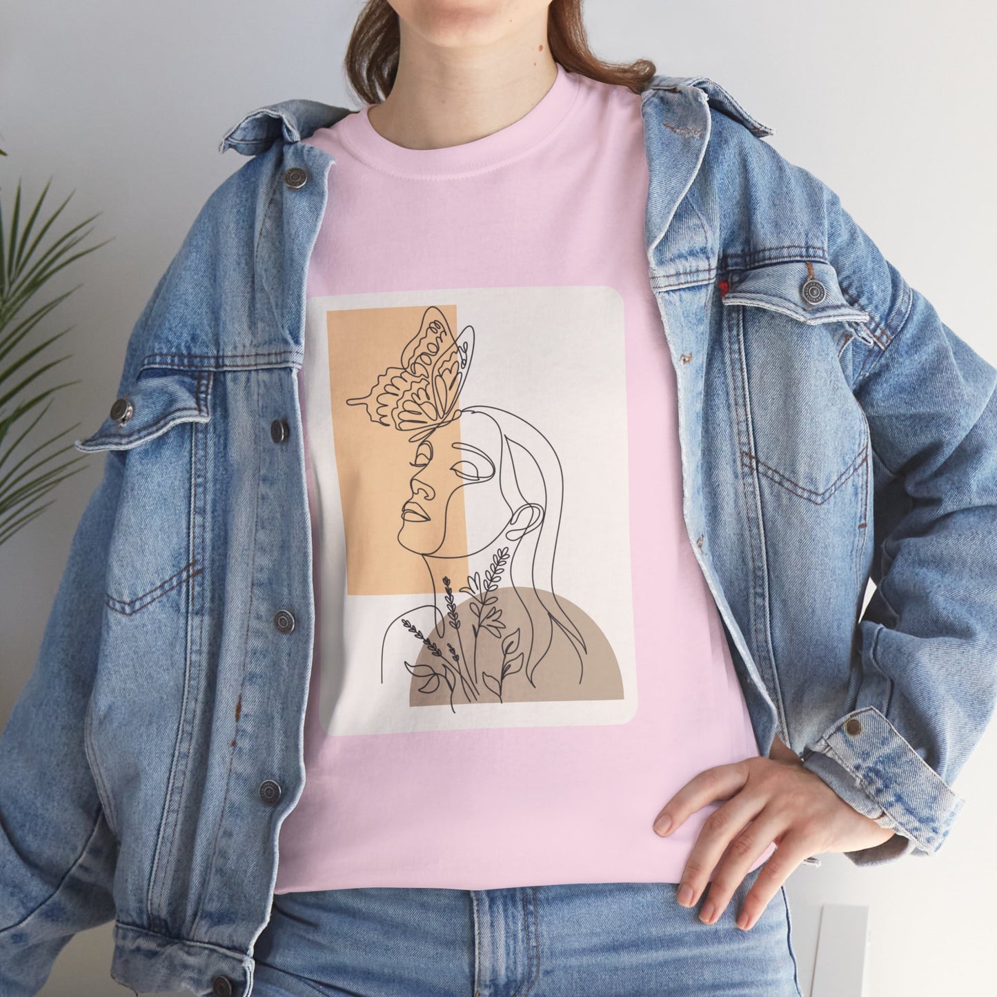 Artistic Unisex Tee: Modern Line Drawing with Butterfly, Perfect for Casual Outings, Gift for Art Lovers, Spring Fashion, Eco-Friendly Wear