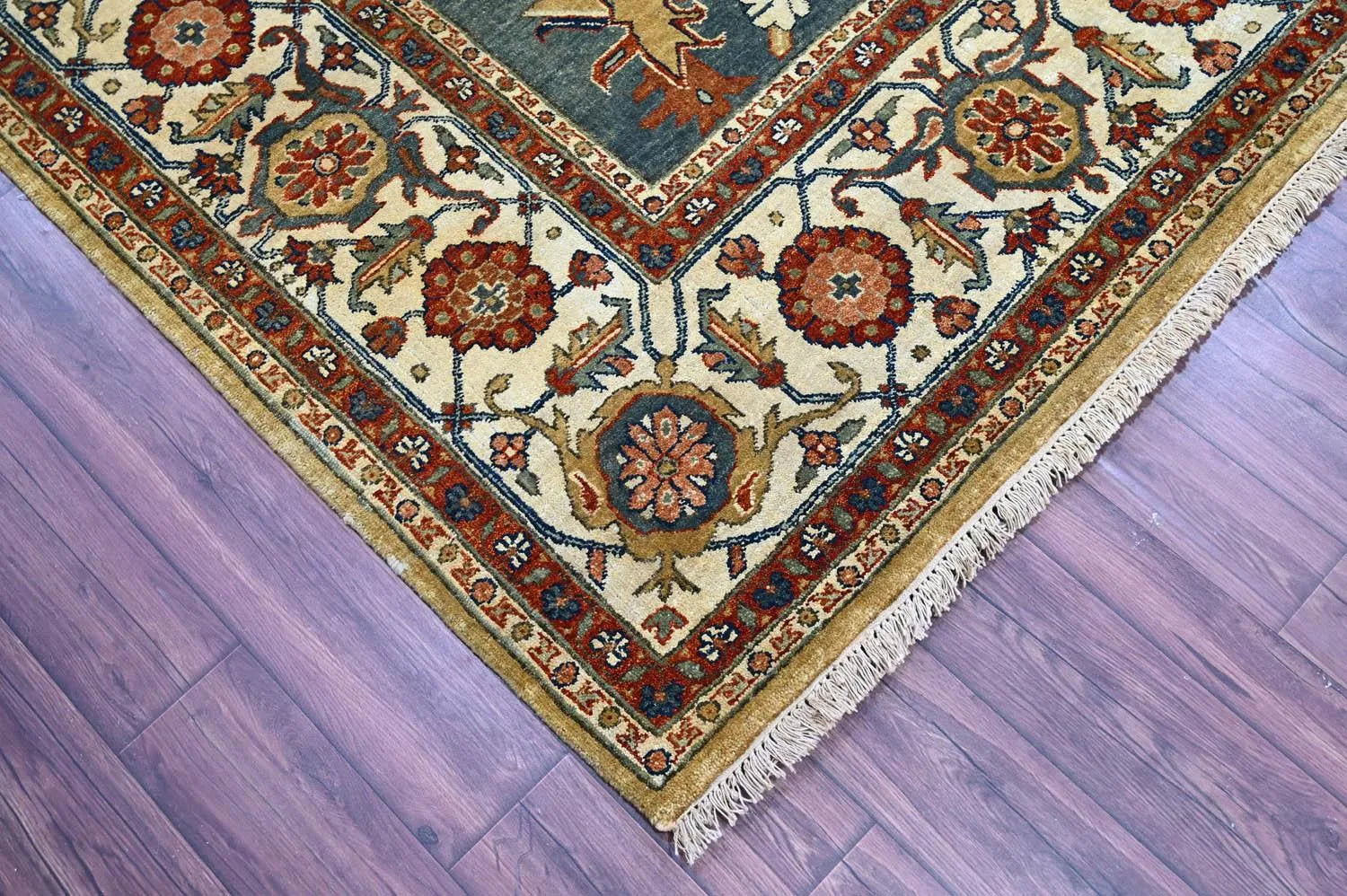 LoomBloom 7'9'' x9'10'' Gold Hand Knotted Traditional Oushak Wool Oriental Area Rug-2