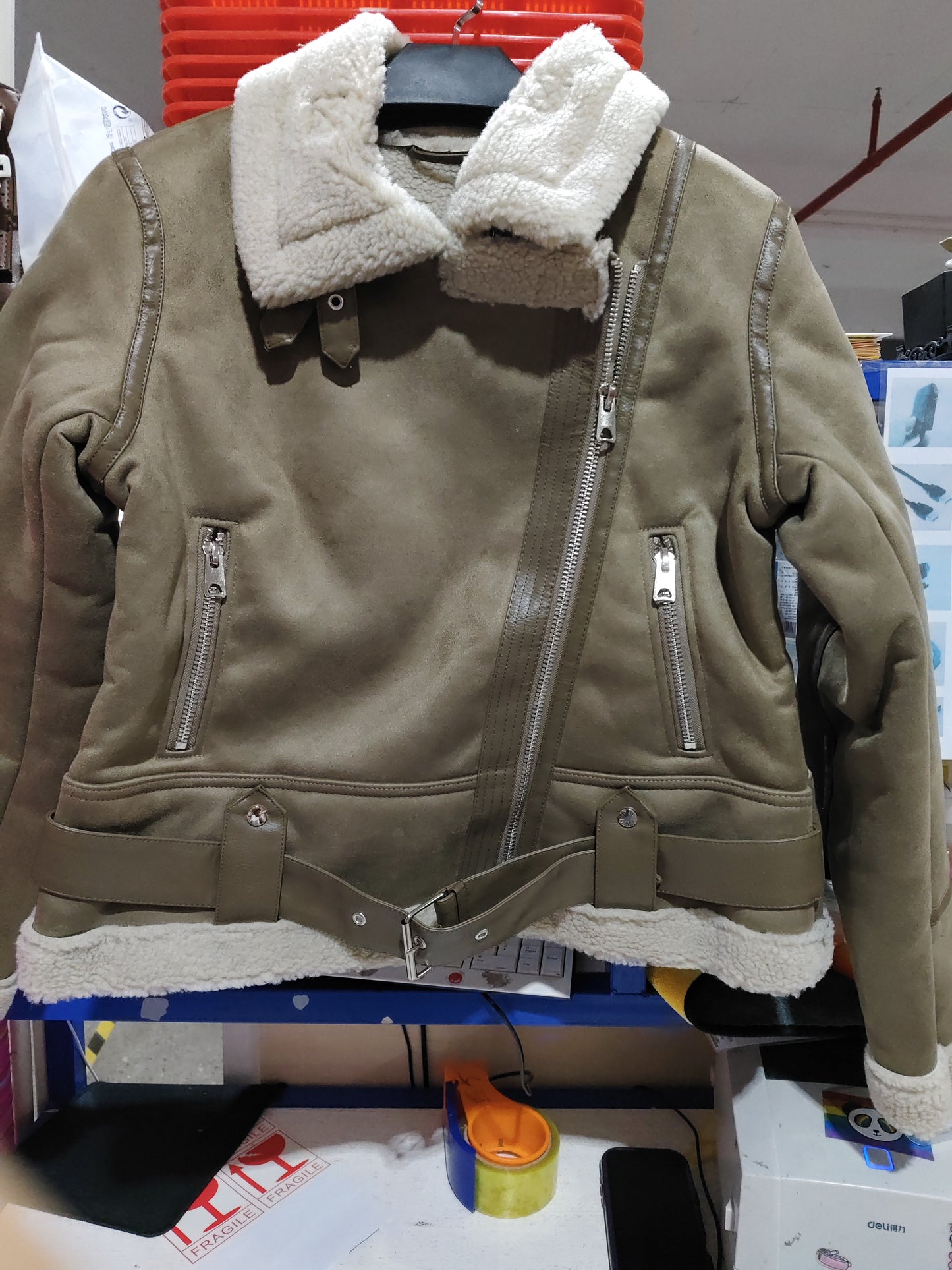 Suede Lamb Wool Warm Lapel Coat Motorcycle Clothing Women's Outwears