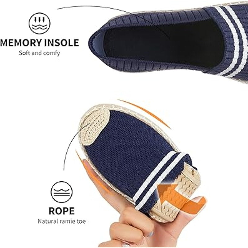 Babudog Womens Size 10.5 Navy Blue Espadrille SlideOn Breathable Mesh Flat Shoes