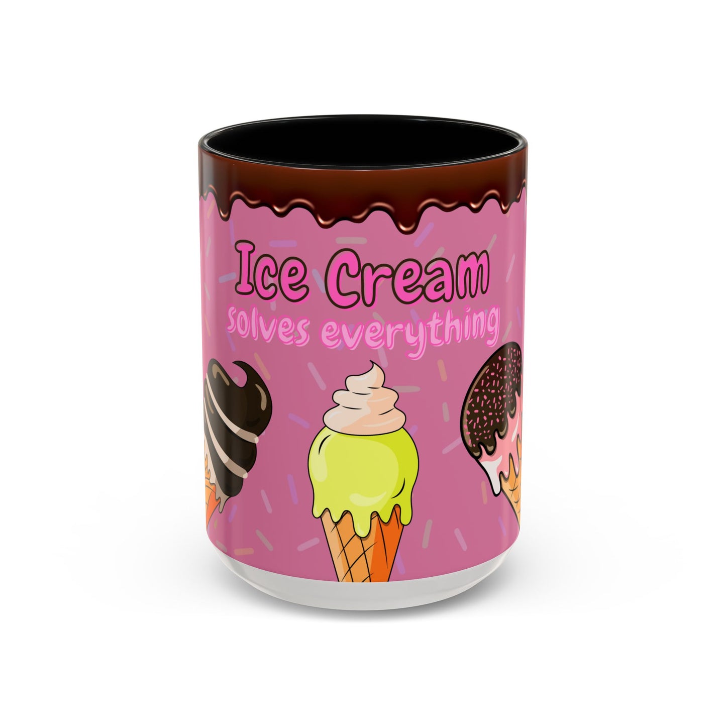 Ice Cream Solves Everything Coffee Mug - Fun Beverage Cup for Ice Cream Lovers, Gift for Holidays, Birthday, Summer