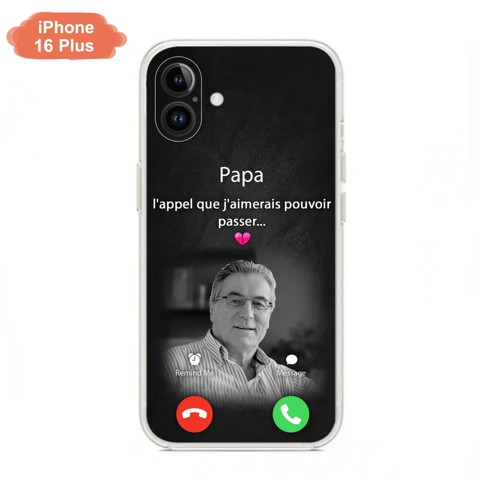 Coque de téléphone personnalisée pour papa commémoratif - Télécharger une photo - L'appel que j'aimerais pouvoir passer- Coque de téléphone pour iPhone/ Samsung