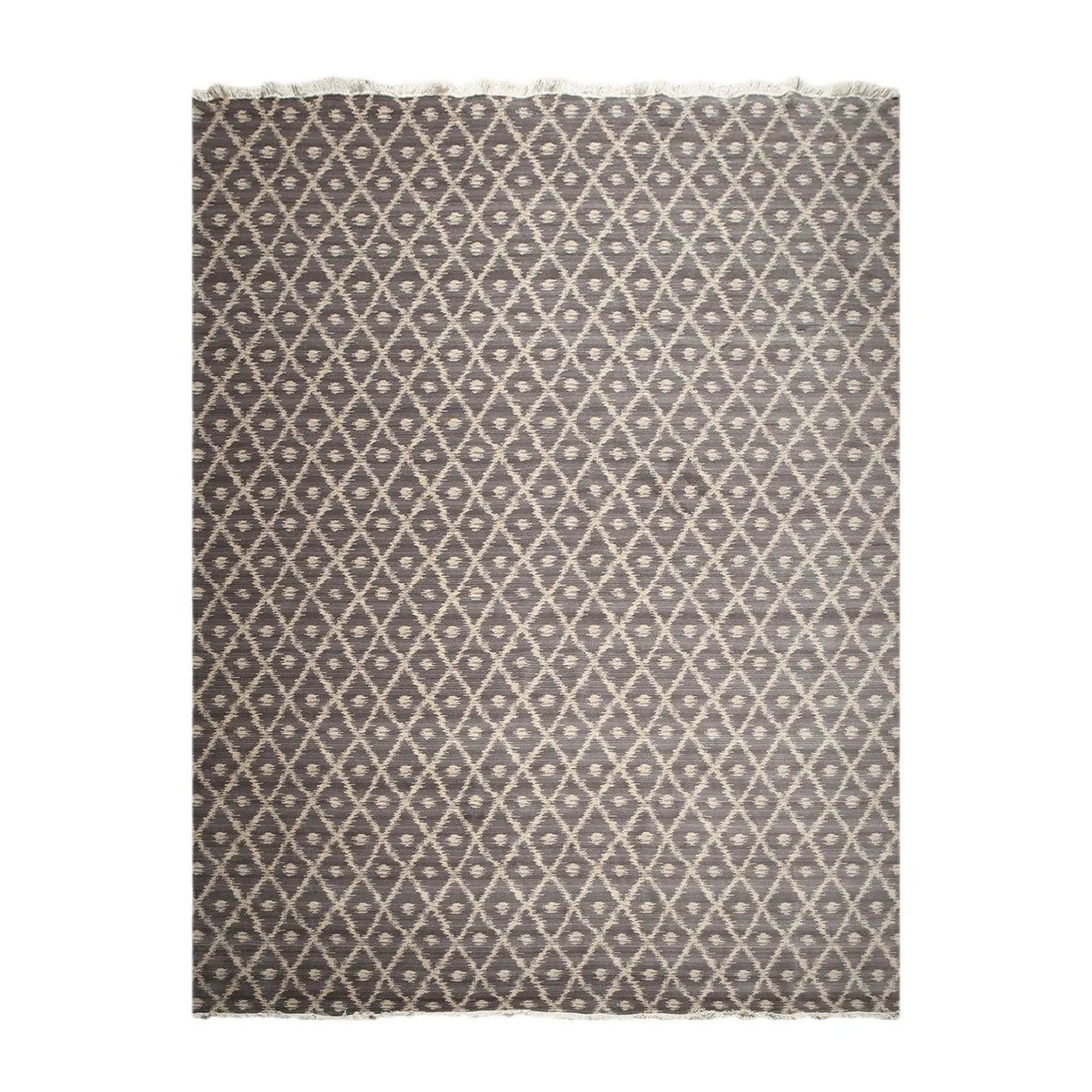 9' x 12' Hand knotted Oriental Area rug Wool full pile Modern Ikat Gray 9x12 ft-1