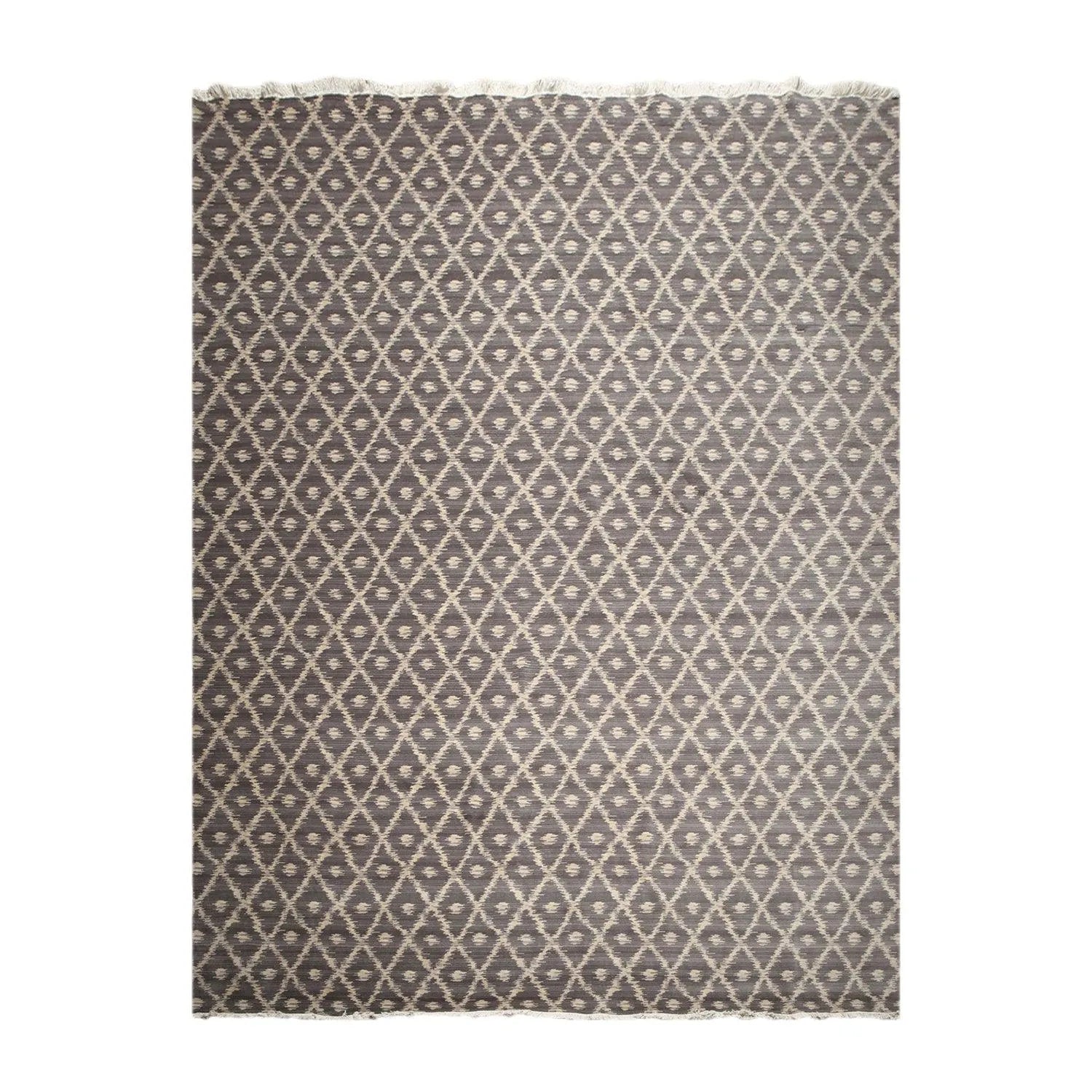 9' x 12' Hand knotted Oriental Area rug Wool full pile Modern Ikat Gray 9x12 ft-1