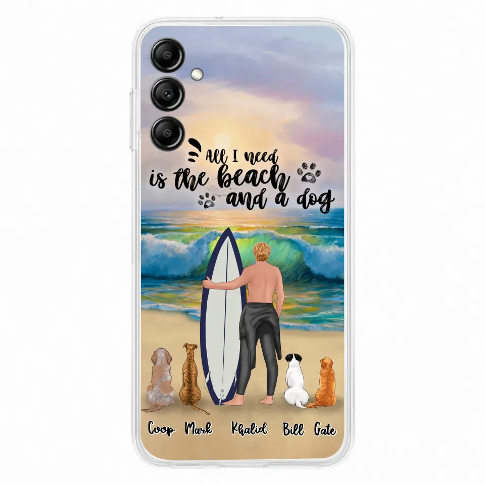 Custom Personalized Surfing Phone Case - Woman/Man With Upto 4 Pets  - Phone Case For iPhone and Samsung - To the Ocean I go - CCS180