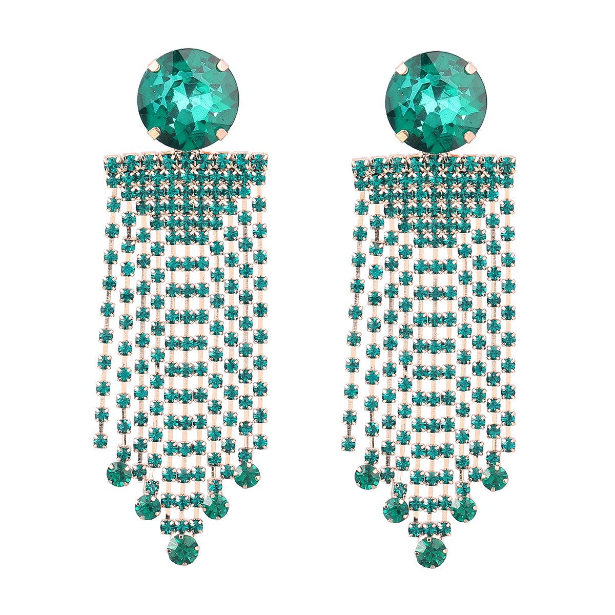 Super Flash Claw Chain Round Glass Diamond Alloy Diamond Long Tassel Fashion Earrings For Women