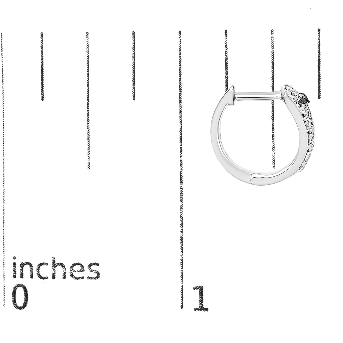 10K White Gold 1/5 Cttw Diamond Snake Eyes Huggy Hoop Earrings-4