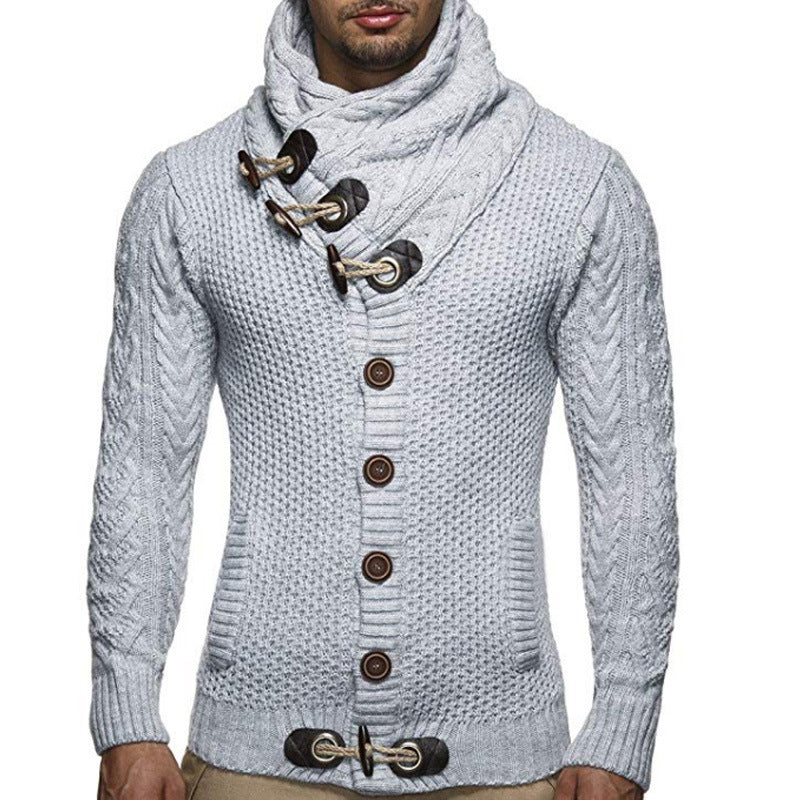Knitted Casual Turtleneck Sweater Thick Hedging Pullover Jacket for Men