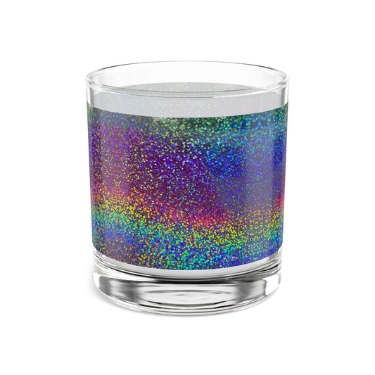 Holographic Print Rainbow Glitter Rocks Glass