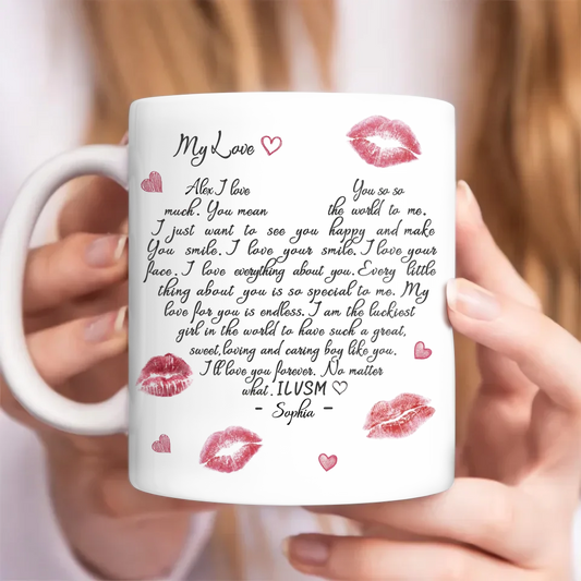 Personalized Love Letter Coffee Mug - Gift Idea For Husband/BoyFriend - You Mean The World To Me