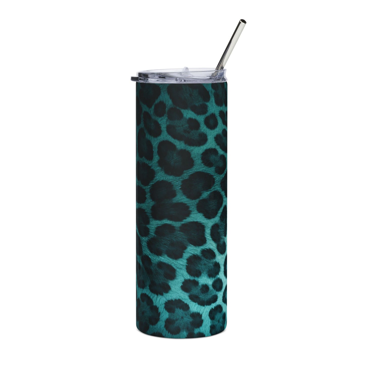 20oz Teal Leopard Stainless Steel Tumbler