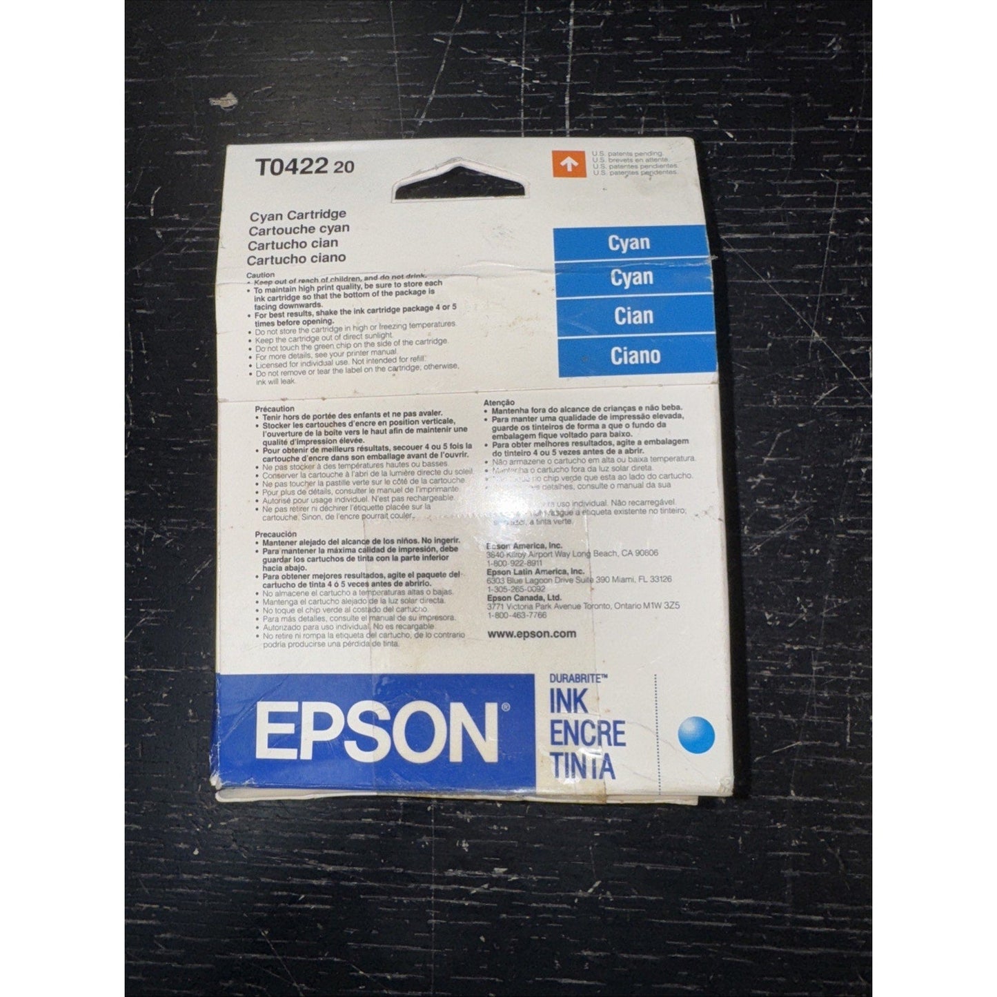 EPSON T0422 20 Cyan Ink Cartridge Exp. 2005