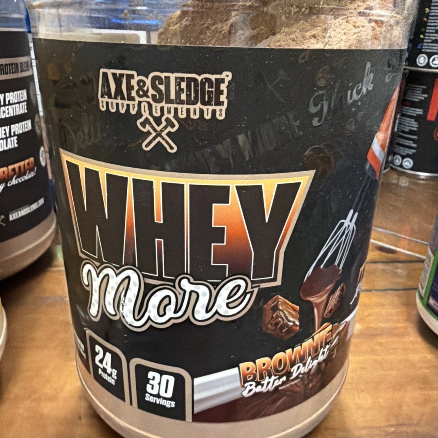 SEALED - Axe & Sledge Whey More BROWNIE BATTER DELIGHT - 37.88 oz. EXP. 10/2026