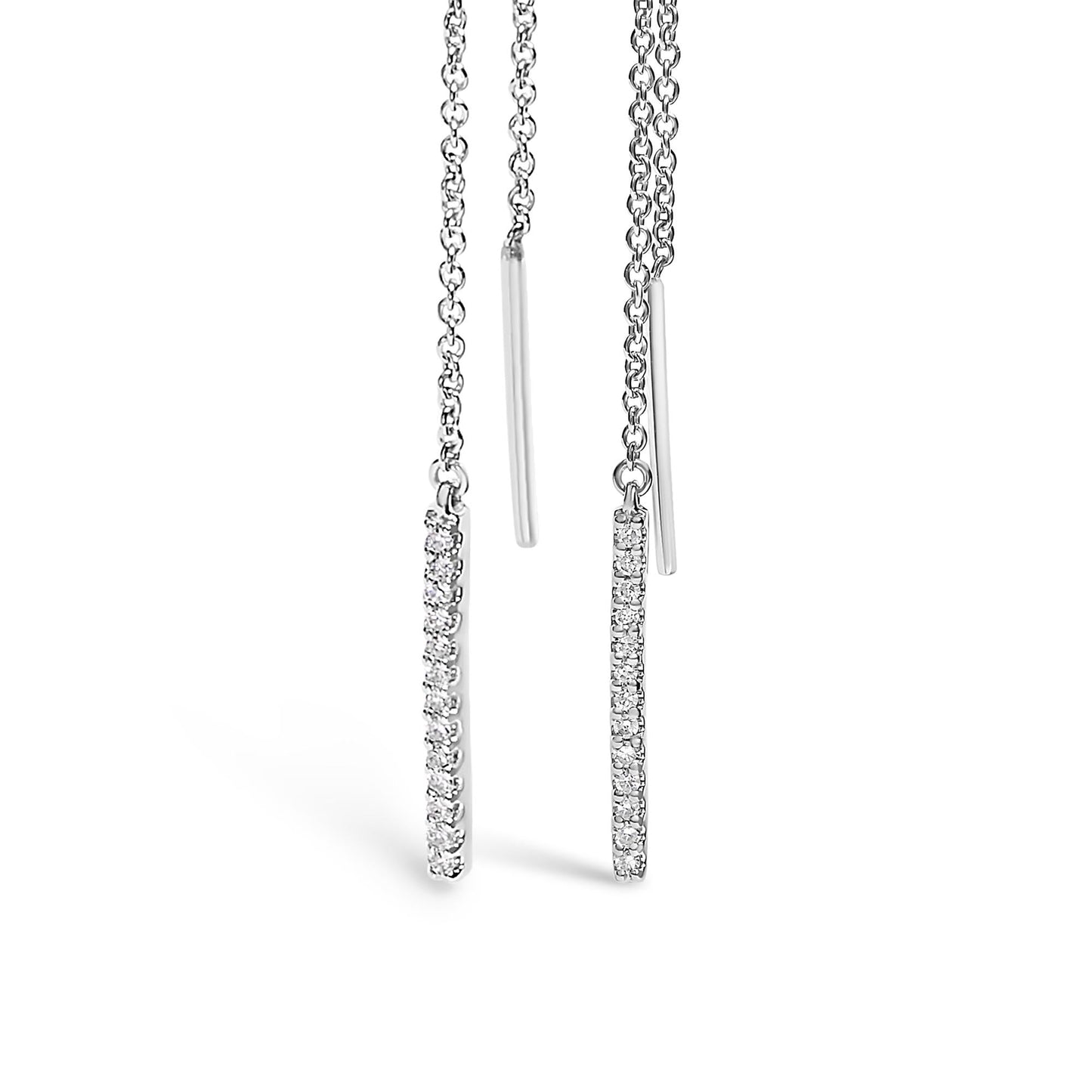 10K White Gold 1/10 Cttw Diamond Threader Earrings-1