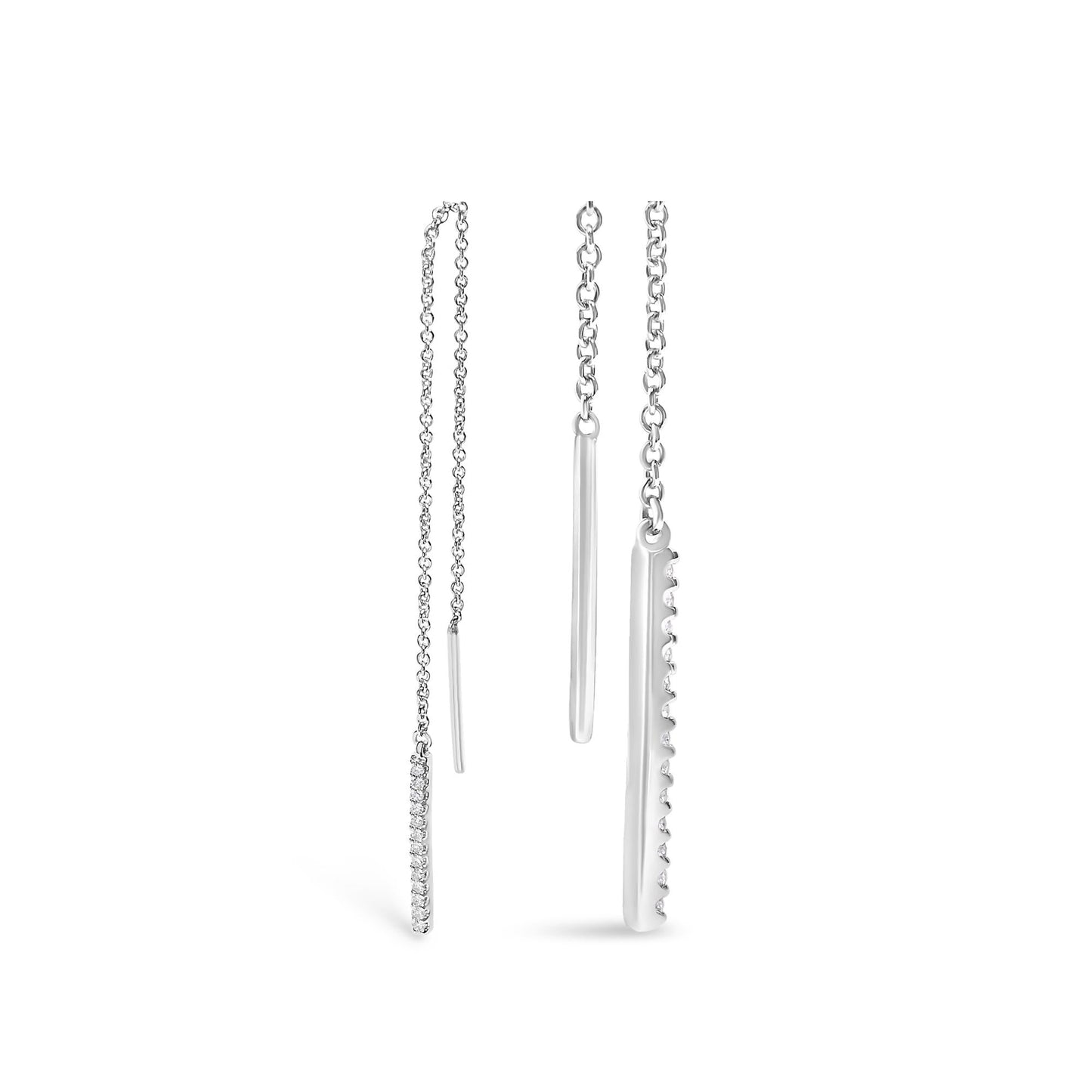 10K White Gold 1/10 Cttw Diamond Threader Earrings-3