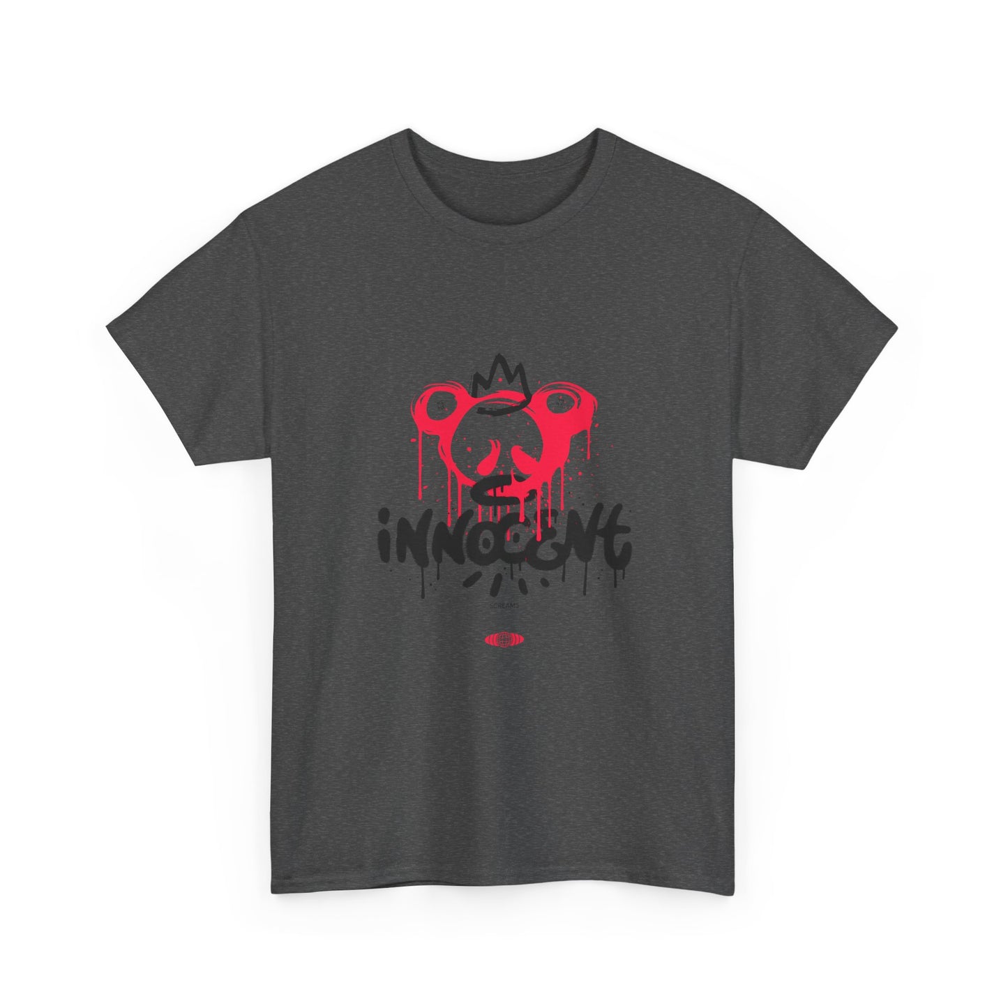 Edgy Graphic Tee: 'Innocent' Design, Urban Fashion, Streetwear, Unisex Cotton T-Shirt, Music Festivals, Casual Wear