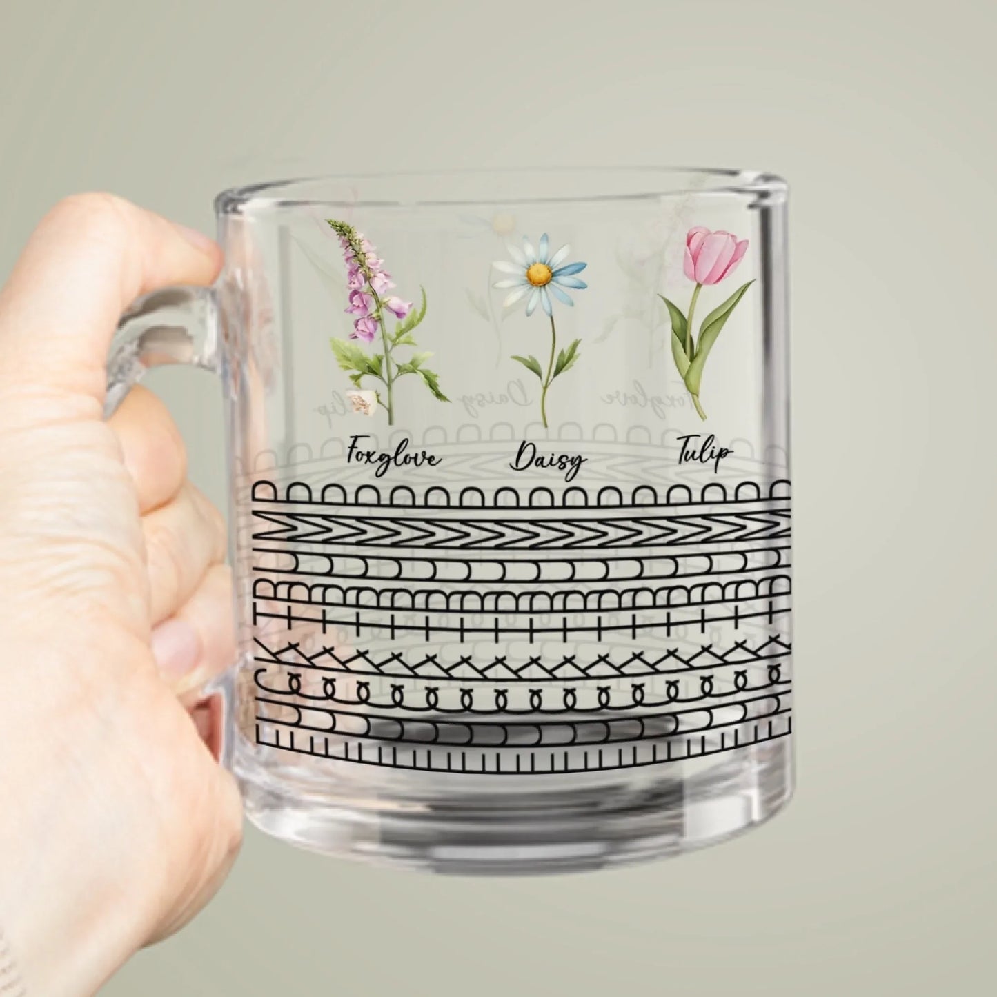 Personalized Birthmonth Flower Glass Mug