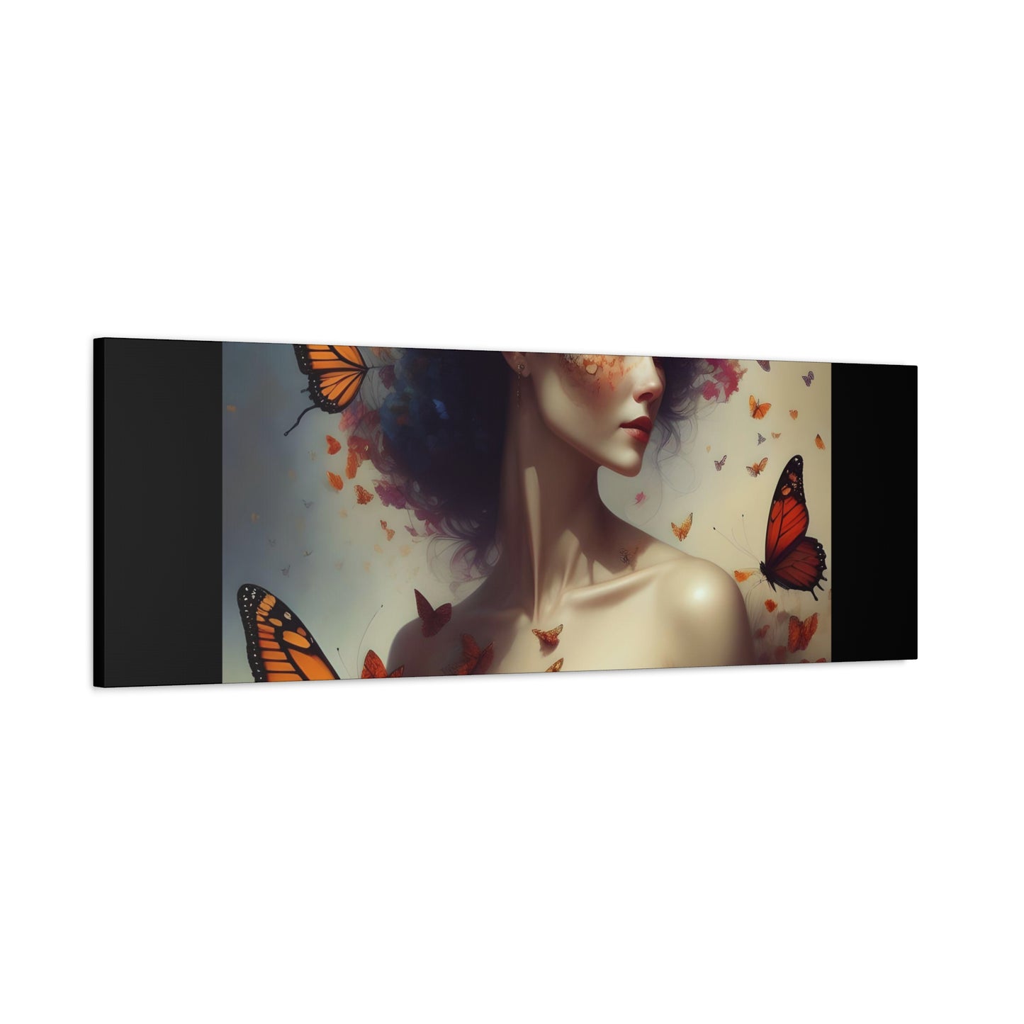 Canvas Wall Art - Butterfly Woman Print, Floral Home Decor, Unique Gift for Nature Lovers, Birthday Decoration, Whimsical Art