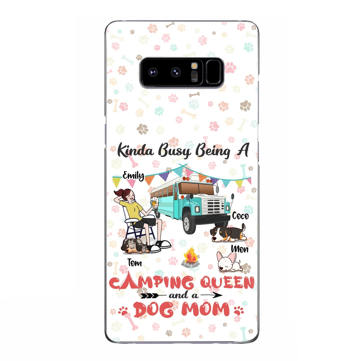 Custom Personalized Camping Queen Phone Case - Upto 3 Dogs - Gift Idea For Dog Lovers - Kinda Busy Being A Camping Queen And A Dog Mom - Case For iPhone/Samsung