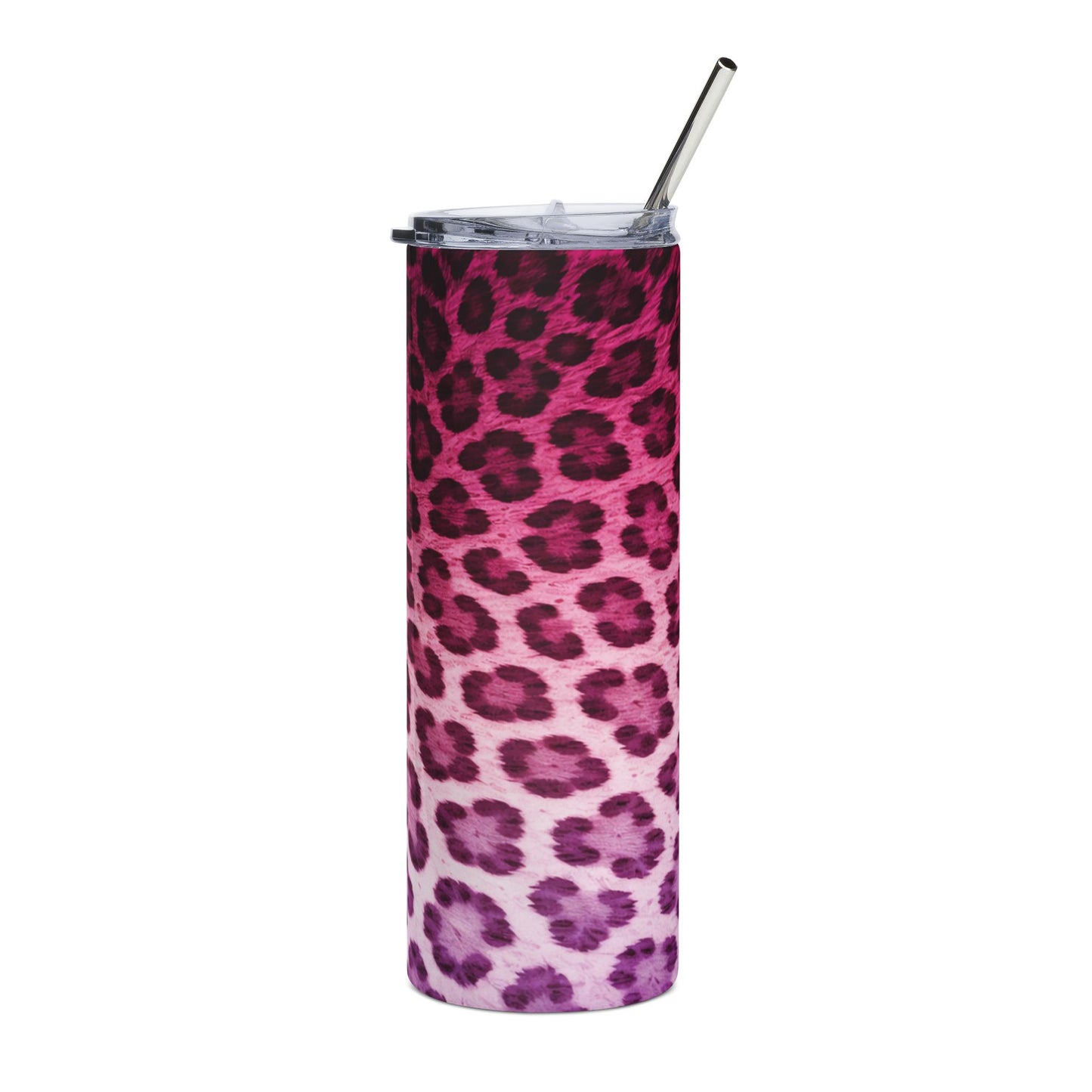 Customized Pink Purple Leopard Ombre Tumbler | Stainless Steel 20oz