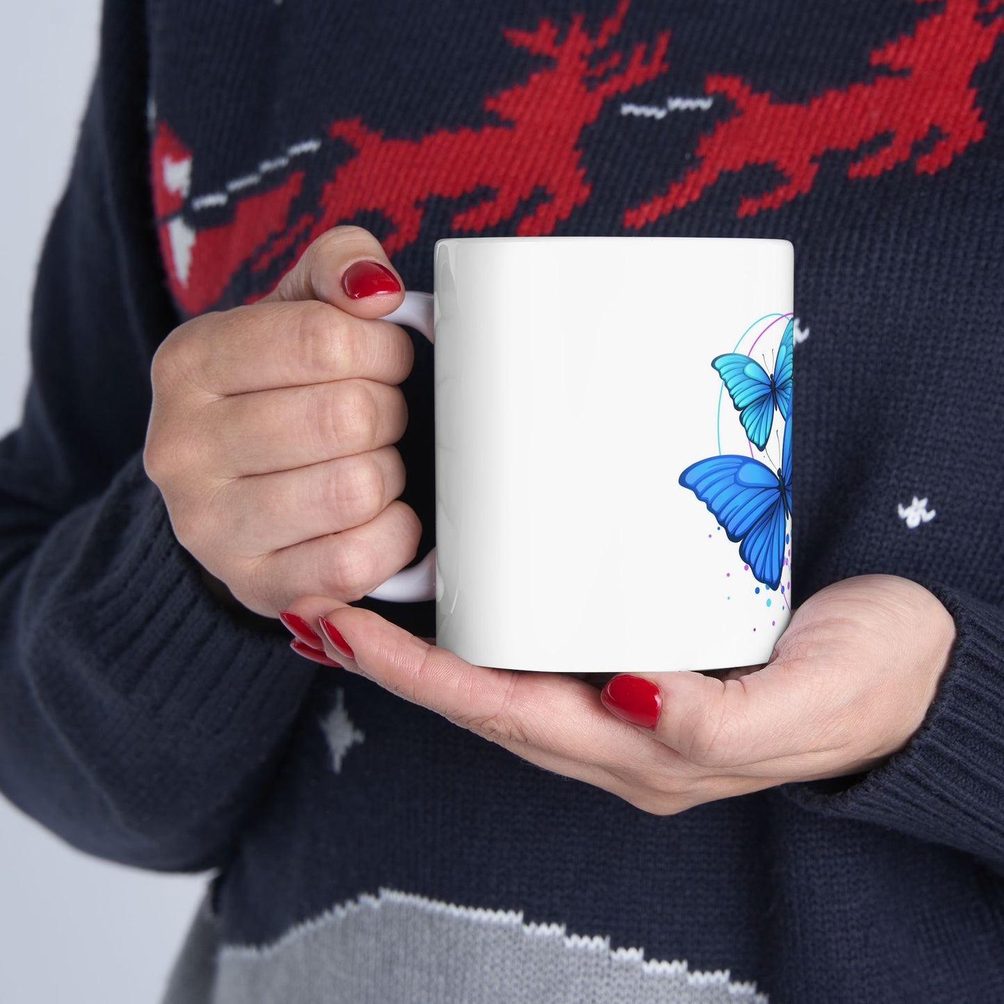 Butterfly Dreams Ceramic Mug, Colorful Butterfly Mug, Blue and Purple Mug, Nature Lover Gift, Spring Decor, Eco-Friendly Coffee Cup