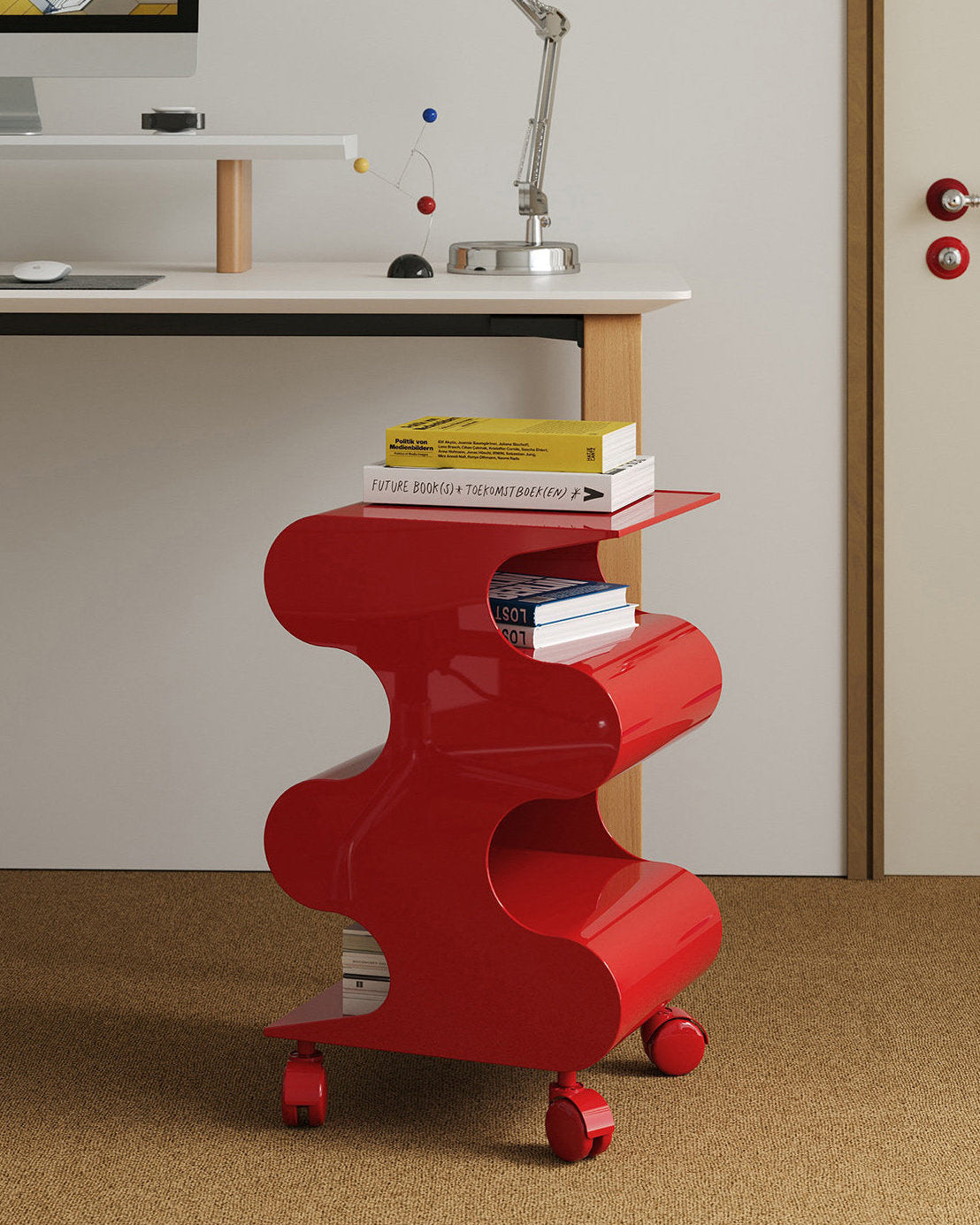 Modern Curved Rolling Cart-1