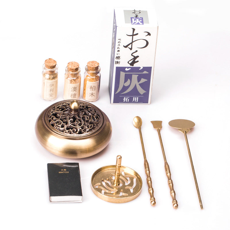 Pure Copper Incense Burner Beating Incense Seal Script Incense Path Introductory Ceramic Set with Gift Box Gift Bag Incense Shovel Spike Tool