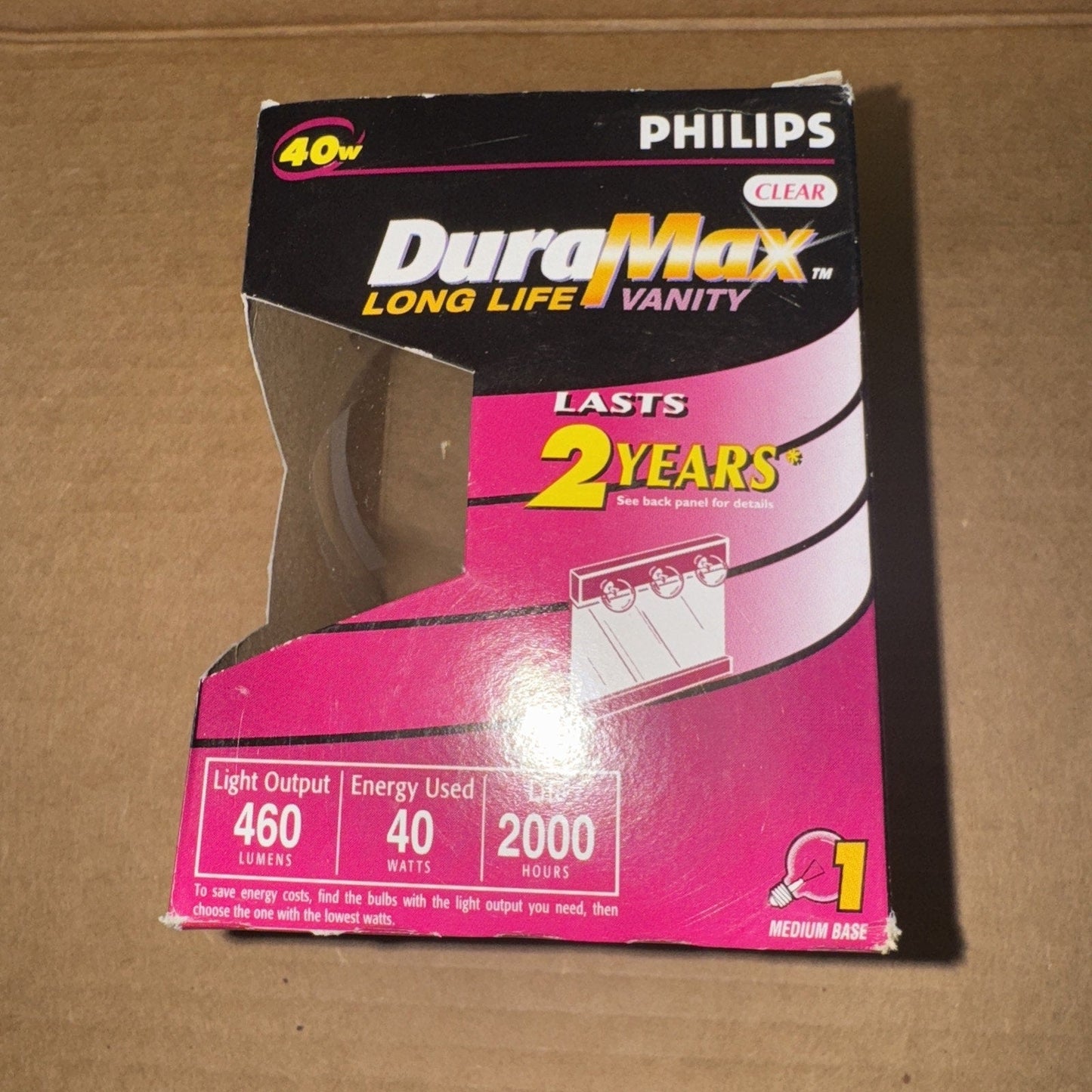 PHILIPS LONG LIFE 40 WATT VANITY LIGHT CLEAR G25 Medium Base NIP 😍