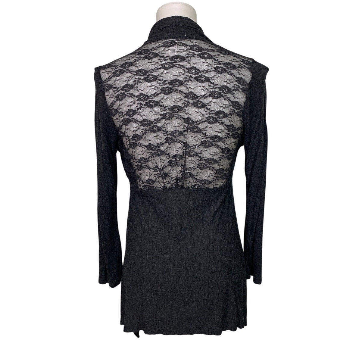 Ambiance Apparel Womens Large Floral Lace Back Long Sleeve Drapey Cardigan